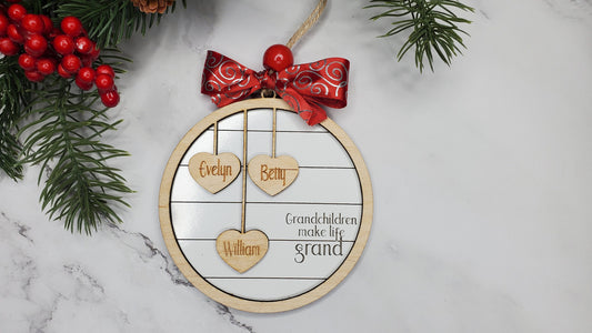 Grandkids Makes Life Grand Ornament | Personalized Grandparents Christmas Ornament | Grandma Gift | 2023 Family Christmas