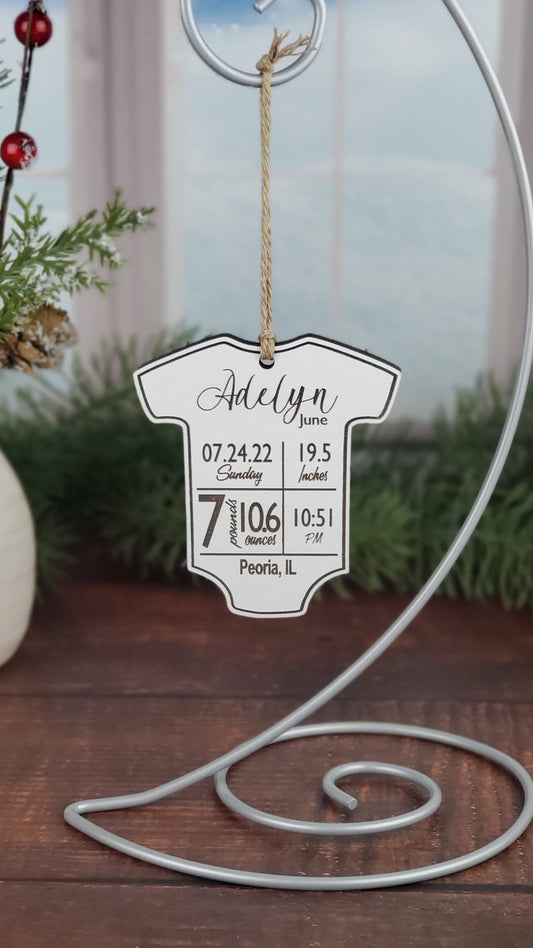 Personalized Baby Birth Stat Ornaments | Newborn Baby Keepsake Ornament | Baby’s First Christmas | Engraved Wooden Ornament