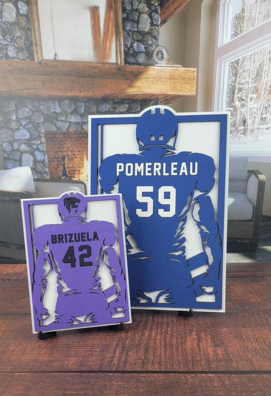Personalized Football Player Wood Sign